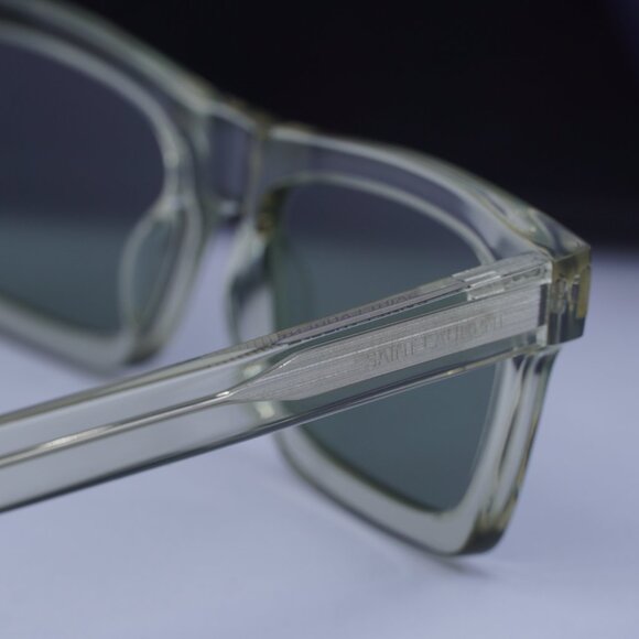 Saint Laurent SL461 BETTY 015 Rectangle Sunglasses - Transparent Green/Green - Picture 12 of 12